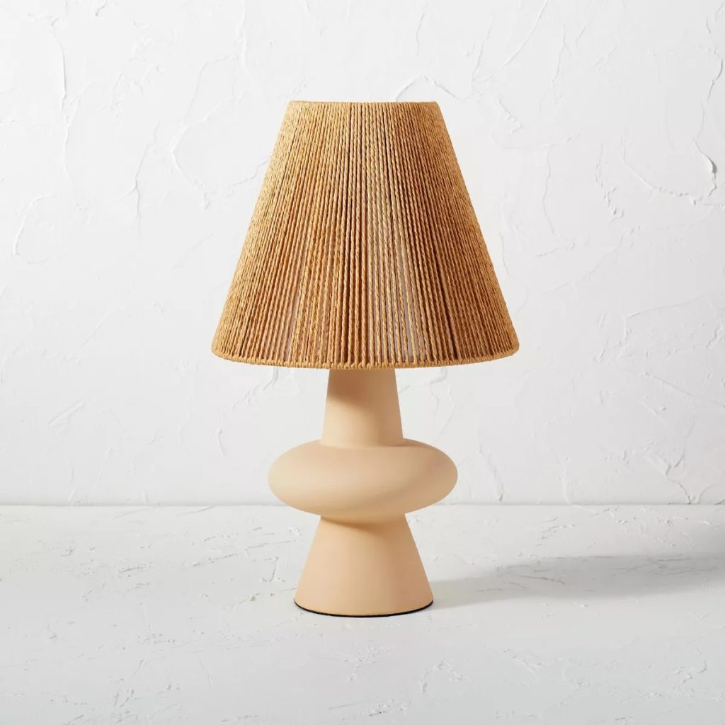 Ceramic Table Lamp with Rope Shade Brown