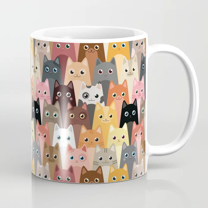 Funny Coffee Mugs-Cats Pattern Coffee Mug