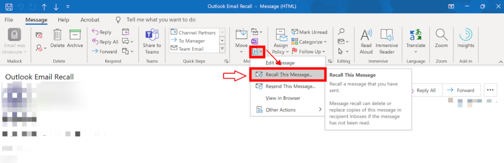 How to Recall a Message in Outlook?